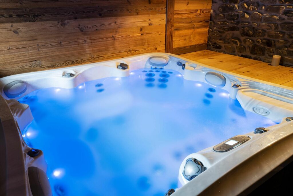 a marquis hot tub with lights